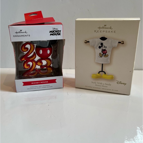 HALLMARK MICKEY MOUSE 2007 Christmas Ornaments “Style With A Smile” And “2023”. - Picture 1 of 17
